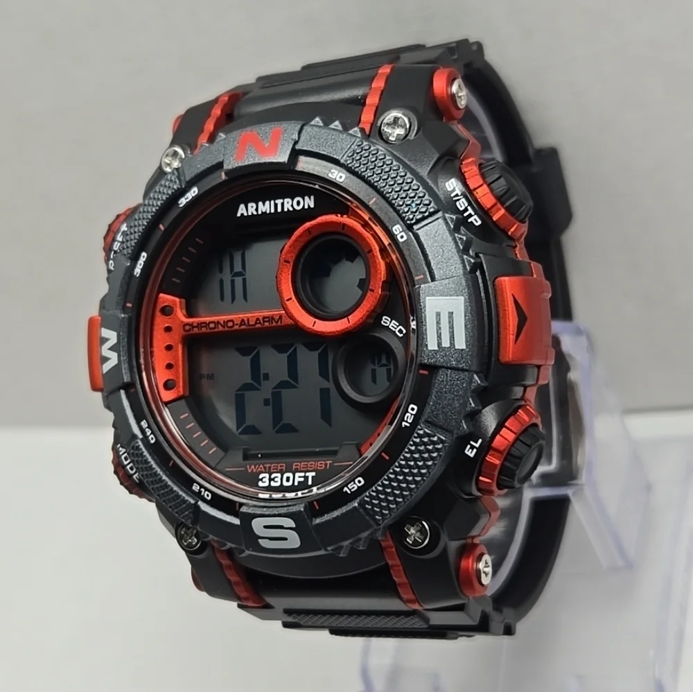 Mens Armitron Sport Digital Chronograph Watch Works Month Day Date Alarm